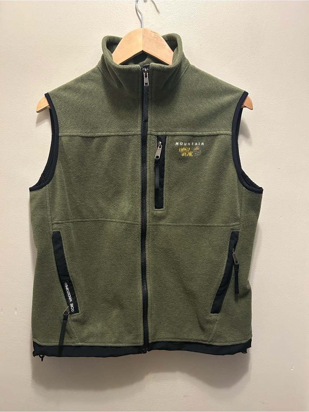Mountain Hardwear Olive Green Women’ Fleece Vest with Black Trim size 8 - Picture 2 of 6